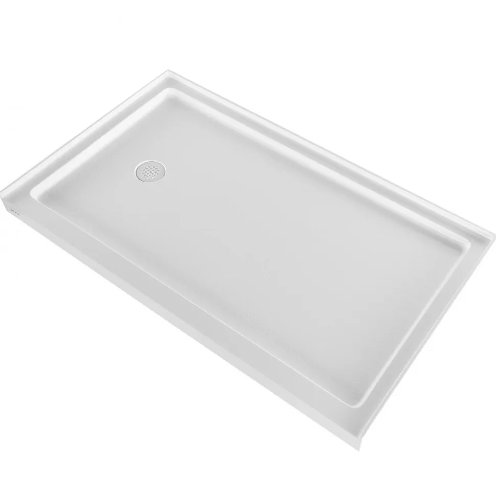 VEVOR Shower Pan, 60″ L x 36″ W Single Threshold Shower Base, Rectangle Acrylic & PVC Showering Base in White, Slip-Resistant Showering Pan Bases with Drain & Cover for Bathroom, Left Drain Location