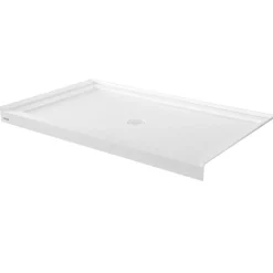 VEVOR Shower Pan, 60″ L x 30″ W Single Threshold Shower Base, Rectangle Acrylic & PVC Showering Base in White, Slip-Resistant Showering Pan Bases with Drain & Cover for Bathroom, Right Drain Location