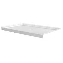 VEVOR Shower Pan, 60″ L x 32″ W Single Threshold Shower Base, Rectangle Acrylic & PVC Showering Base in White, Slip-Resistant Showering Pan Bases with Drain & Cover for Bathroom, Right Drain Location
