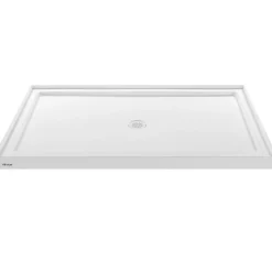 VEVOR Shower Pan, 60″ L x 32″ W Single Threshold Shower Base, Rectangle Acrylic & PVC Showering Base in White, Slip-Resistant Showering Pan Bases with Drain & Cover for Bathroom, Right Drain Location
