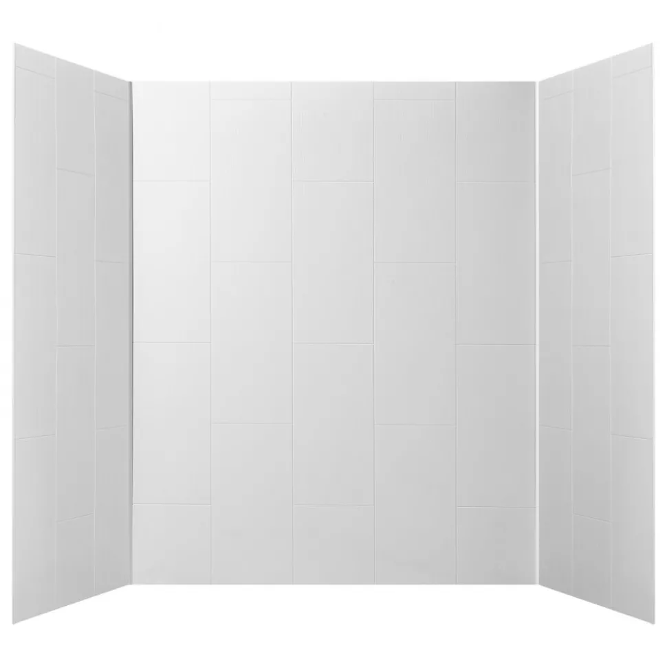 VEVOR Shower Wall Panels, 60" W x 36" D x 75" H, 0.14" (3.5 mm) Thick, 3-Panel Waterproof SMC Shower Surround Kit, Quick Install and Trimmable Bathroom Tub Wall Panel Surround Kit with 4 Glass Shelves