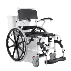VEVOR Shower Wheelchair, 17.5in Width Aluminum Alloy Bathroom Wheelchair for Inside Shower, Adjustable Rolling Shower Chair w/ Brake for Disabled Adult, 300 lbs Capacity Shower Commode Transport Chair