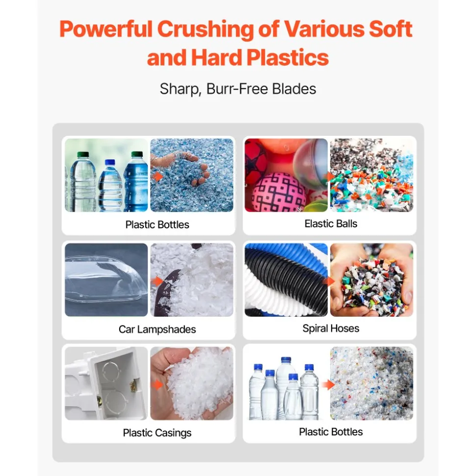 VEVOR Shredder Blades, Alloy Steel Shredder Machine Blade Kit with 6 Rotating and 2 Fixed Blades, High-Hardness SKD-11 Blade, Compatible with Model 250 Plastic Grinder, for ABS, PP, PVC & Nylon