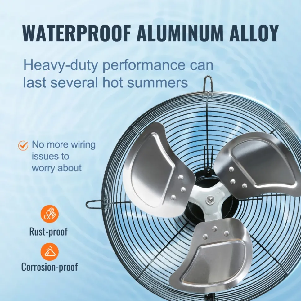VEVOR 16'' Shutter Exhaust Fan, High-speed 2000 CFM, Aluminum Wall Mount Attic Fan with AC-motor, Ventilation and Cooling for Greenhouses, Garages, Sheds, Shops, FCC