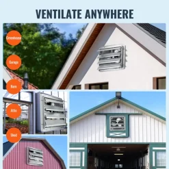 VEVOR 16'' Shutter Exhaust Fan, High-speed 2000 CFM, Aluminum Wall Mount Attic Fan with AC-motor, Ventilation and Cooling for Greenhouses, Garages, Sheds, Shops, FCC