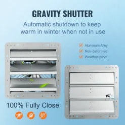 VEVOR 12'' Shutter Exhaust Fan, High-speed 1000 CFM, Aluminum Wall Mount Attic Fan with AC-motor, Ventilation and Cooling for Greenhouses, Garages, Sheds, Shops, FCC