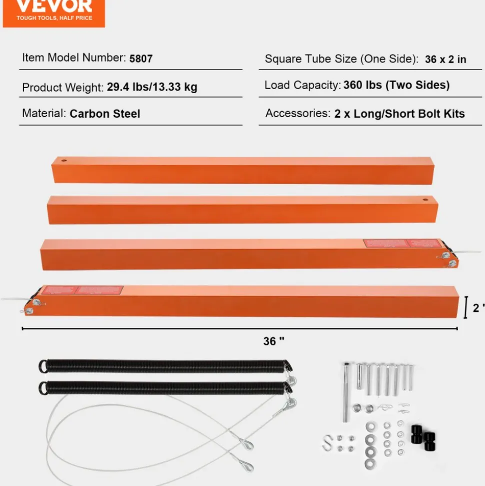 VEVOR 2-Sided Trailer Tailgate Lift Assist, 360 lbs Load Capacity, Compatible with Open Utility Trailer Tailgate and Ramp, with 10 to 24 Inch Heights Side Rail and 4 to 6 Feet Height Tail Gate or Ramp