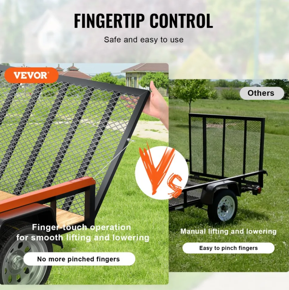 VEVOR 2-Sided Trailer Tailgate Lift Assist, 360 lbs Load Capacity, Compatible with Open Utility Trailer Tailgate and Ramp, with 10 to 24 Inch Heights Side Rail and 4 to 6 Feet Height Tail Gate or Ramp