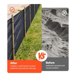 VEVOR Silt Fence Fabric Roll, 3 x 500 ft Erosion Control Fencing, Industrial Grade Tough Polypropylene Fabrics for Sediment Retention, Temporary Fabric for Construction Job Sites