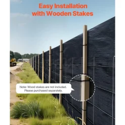 VEVOR Silt Fence Fabric Roll, 2 x 100 ft Backed Wire Silt Fence, Erosion Control Fencing for Sediment Retention, Industrial Grade Temporary Tough Polypropylene Fabric for Construction Job Sites