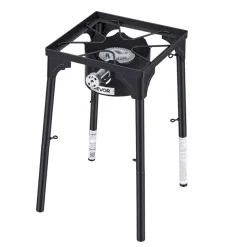 VEVOR Single Burner Outdoor Propane Gas Stove, 100,000 BTU Propane LPG Gas Camping Stove, Heavy Duty Carbon Steel Outdoor Cooker, with Tall Stand & PSI Regulator, for BBQ Camp Home Patio RV Cooking