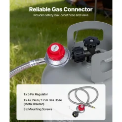 VEVOR Single Burner Outdoor Propane Gas Stove, 100,000 BTU Propane LPG Gas Camping Stove, Heavy Duty Carbon Steel Outdoor Cooker, with Tall Stand & PSI Regulator, for BBQ Camp Home Patio RV Cooking