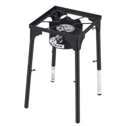 VEVOR Single Burner Outdoor Propane Gas Stove, 100,000 BTU Propane LPG Gas Camping Stove, Heavy Duty Carbon Steel Outdoor Cooker, with Tall Stand & PSI Regulator, for BBQ Camp Home Patio RV Cooking