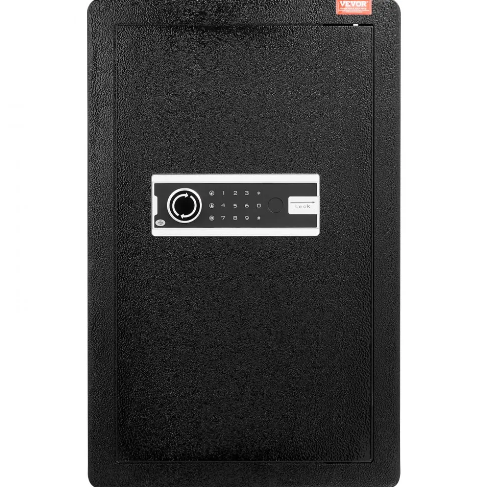 VEVOR Single Door 3.5 cu.ft Safe Box with Key Lock & Password, Safe Lock Box with Fireproof Bag, Key Rack, LED Light, and 2 Shelves for Money, Documents, Jewelry, and Valuables, Black