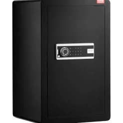 VEVOR Single Door 3.5 cu.ft Safe Box with Key Lock & Password, Safe Lock Box with Fireproof Bag, Key Rack, LED Light, and 2 Shelves for Money, Documents, Jewelry, and Valuables, Black