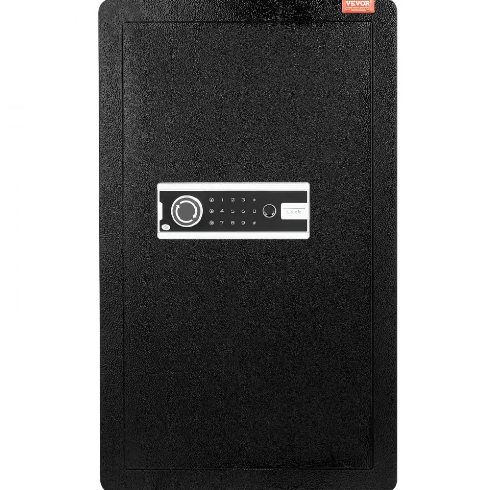 VEVOR Single Door 4.0 cu.ft Safe Box with Key Lock, Password & Fingerprint, Safe Lock Box with Fireproof Bag, Key Rack, LED Light, and 2 Shelves for Money, Documents, Jewelry, and Valuables, Black
