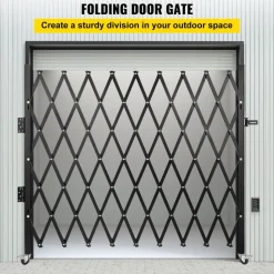 VEVOR Single Folding Security Gate, 7 ft H x 7 ft W Folding Door Gate, Steel Accordion Security Gate, Flexible Expanding Security Gate, 360° Rolling Barricade Gate, Scissor Gate/Door with Padlock