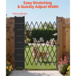 VEVOR Single Folding Security Gate, Lockable Scissor Gate with 360° Swivel Casters, Outdoor Barricade Steel Retractable Gates, for Entry Security, Garage, Warehouse & Pool, 49.61 x 77.76 in (W x H)