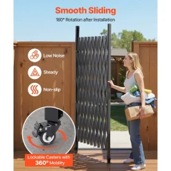 VEVOR Single Folding Security Gate, Lockable Scissor Gate with 360° Swivel Casters, Outdoor Barricade Steel Retractable Gates, for Entry Security, Garage, Warehouse & Pool, 49.61 x 77.76 in (W x H)