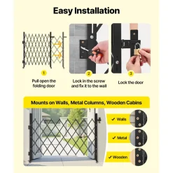 VEVOR Single Folding Security Gate, 48" H x 37" W Folding Door Gate, Steel Accordion Security Gate, Flexible Expanding Security Gate, 360° Rolling Barricade Gate, Scissor Gate or Door with Padlock