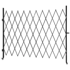 VEVOR Single Folding Security Gate, Lockable Scissor Gate with 360° Swivel Casters, Outdoor Barricade Steel Retractable Gates, for Entry Security, Garage, Warehouse & Pool, 94.49 x 86.81 in (W x H)
