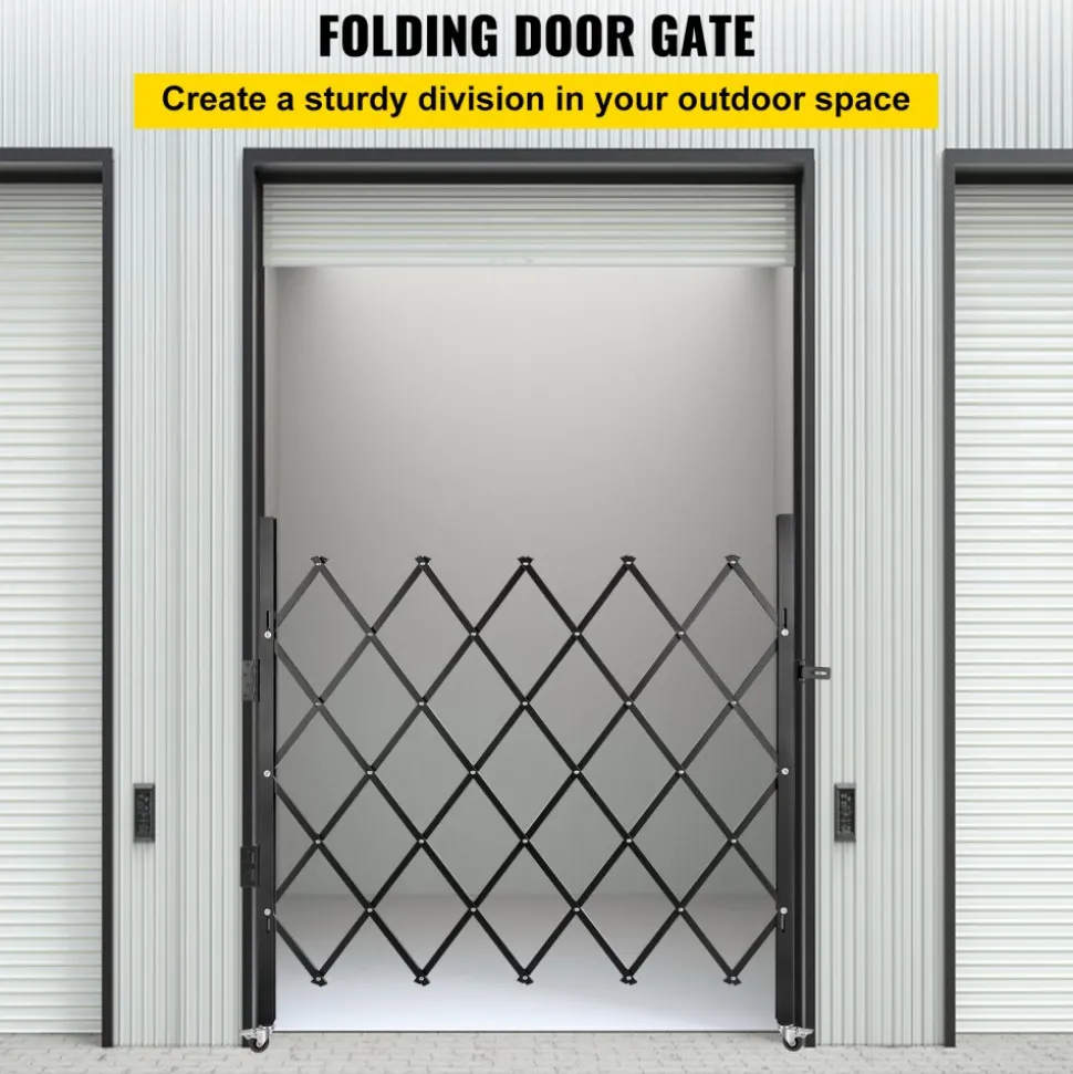 VEVOR Single Folding Security Gate, 48" H x 66" W Folding Door Gate, Steel Accordion Security Gate, Flexible Expanding Security Gate, 360° Rolling Barricade Gate, Scissor Gate or Door with Padlock