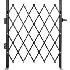 VEVOR Single Folding Security Gate, Lockable Scissor Gate with 360° Swivel Casters, Outdoor Barricade Steel Retractable Gates, for Entry Security, Garage, Warehouse & Pool, 86.61 x 86.81 in (W x H)