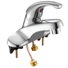 VEVOR Single Handle Sink Faucet, Chrome-Plated Silver Single Handle Bathroom Faucet, Kitchen Water Faucets with Overflow 1 or 3 Hole, Suitable for Bathroom, RV, Bar Sink, Public Restroom, Press-Type