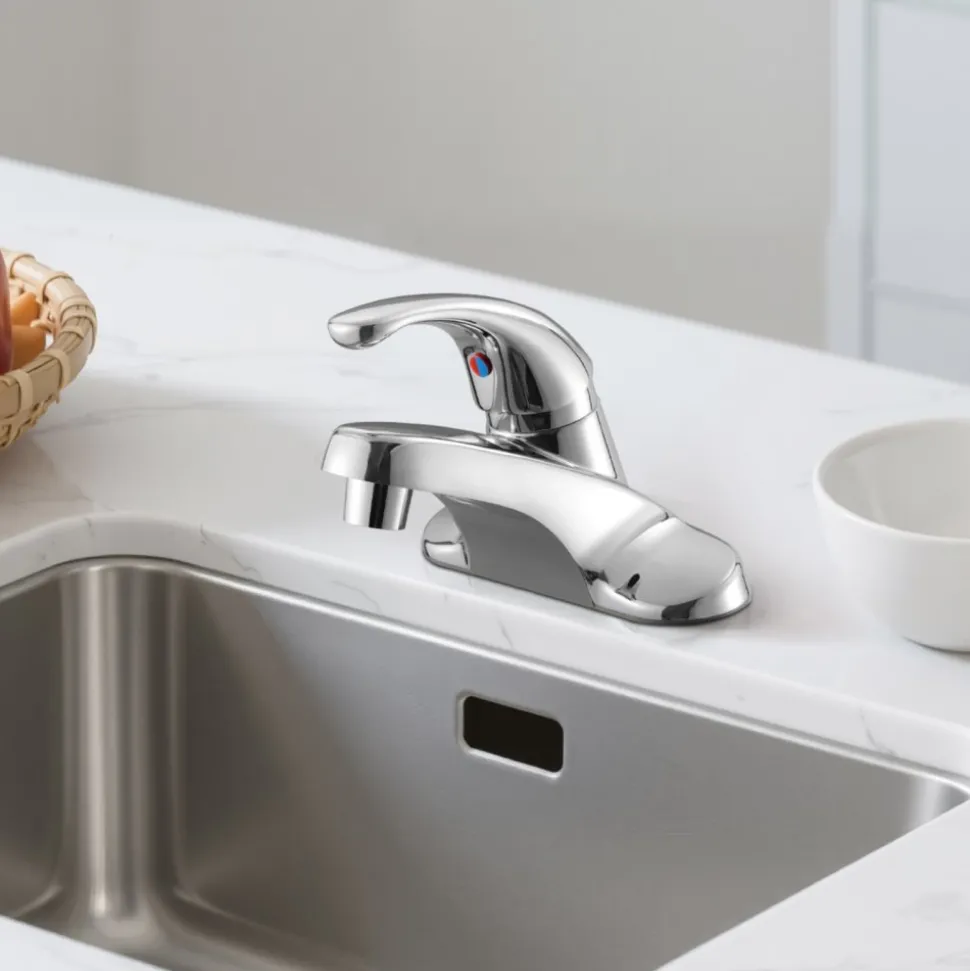 VEVOR Single Handle Sink Faucet, Chrome-Plated Silver Single Handle Bathroom Faucet, Kitchen Water Faucets with Overflow 1 or 3 Hole, Suitable for Bathroom, RV, Bar Sink, Public Restroom, Press-Type