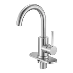 VEVOR Single Handle Sink Faucet, Kitchen Faucet Brushed Nickel Single Handle, Kitchen Water Faucets with Anti-Splash Aerator, Suitable for Bathroom, RV, Bar Sink, Public Restroom, High Arc Spout