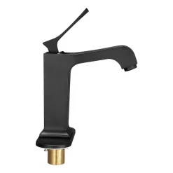 VEVOR Single Handle Sink Faucet, Matte Black Finish Faucet Kitchen Sink, Kitchen Water Faucets with Push-Button Drain, Suitable for Bathroom, RV, Bar Sink, Public Restroom, Waterfall-Style Spout