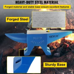 VEVOR Single Horn Anvil Cast Steel Anvil Blacksmith for Sale Forge Steel Tools with Round and Square Hole and Equipment Anvil Rugged Blacksmith Jewelers Durable and Robust Metal Working Tool 105Lbs