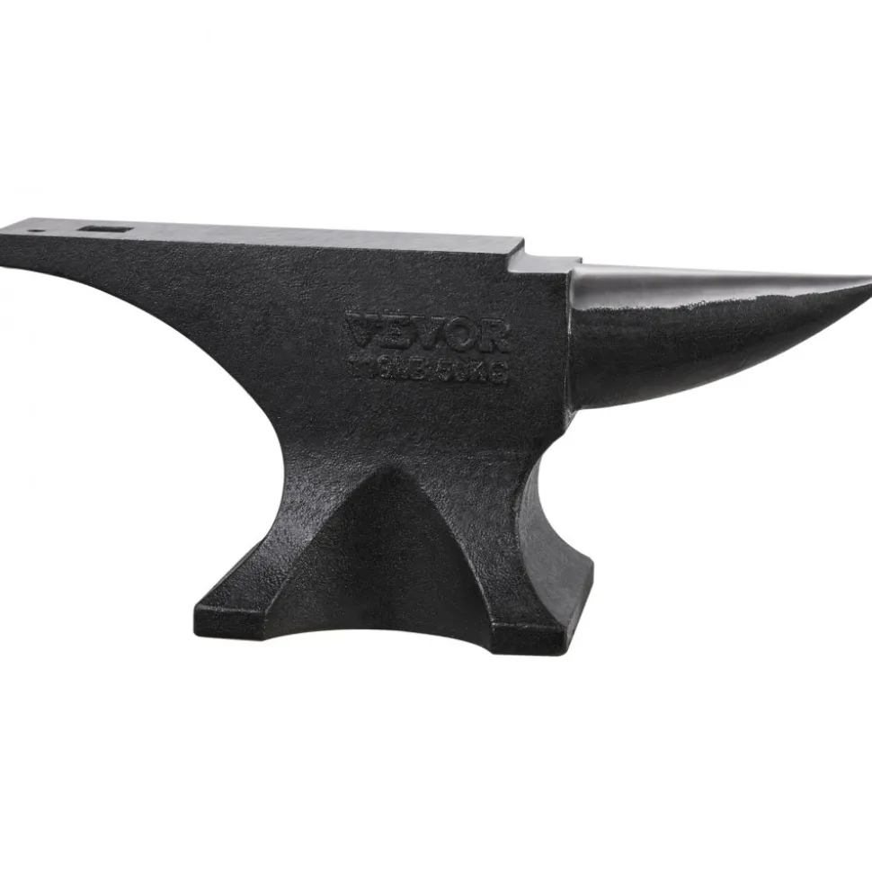 VEVOR Single Horn Anvil, 110lbs Cast Steel Anvil, High Hardness Rugged Round Horn Anvil for Blacksmiths, with Large Countertop and Stable Base, Metal Working Tool for Metal Bending, Shaping, Twisting