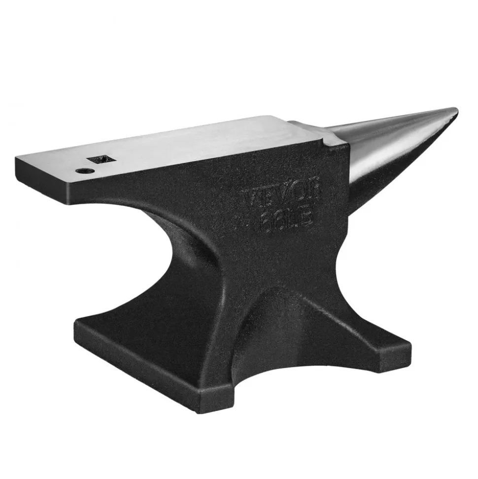 VEVOR Single Horn Anvil, 66Lbs Cast Steel Anvil, High Hardness Rugged Round Horn Anvil Blacksmith, with Round and Square Hole, Large Countertop and Stable Base, Metalsmith Tool for Bending and Shaping