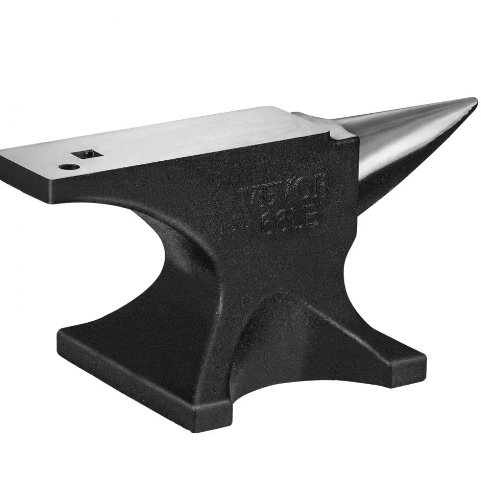 VEVOR Single Horn Anvil, 66Lbs Cast Steel Anvil, High Hardness Rugged Round Horn Anvil Blacksmith, with Round and Square Hole, Large Countertop and Stable Base, Metalsmith Tool for Bending and Shaping