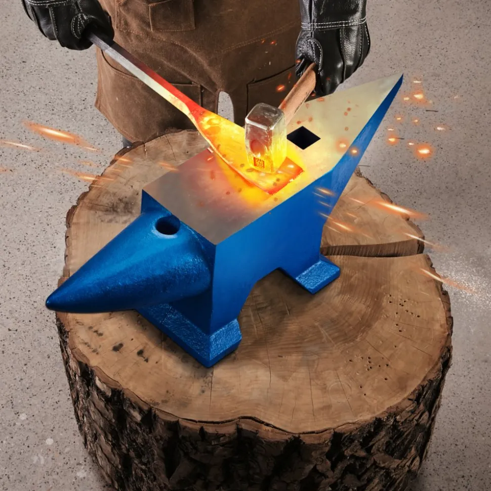 VEVOR Single Horn Anvil 132Lbs Cast Steel Anvil Blacksmith for Sale Forge Steel Tools with Round and Square Hole and Equipment Anvil Rugged Blacksmith Jewelers Durable and Robust Metal Working Tool