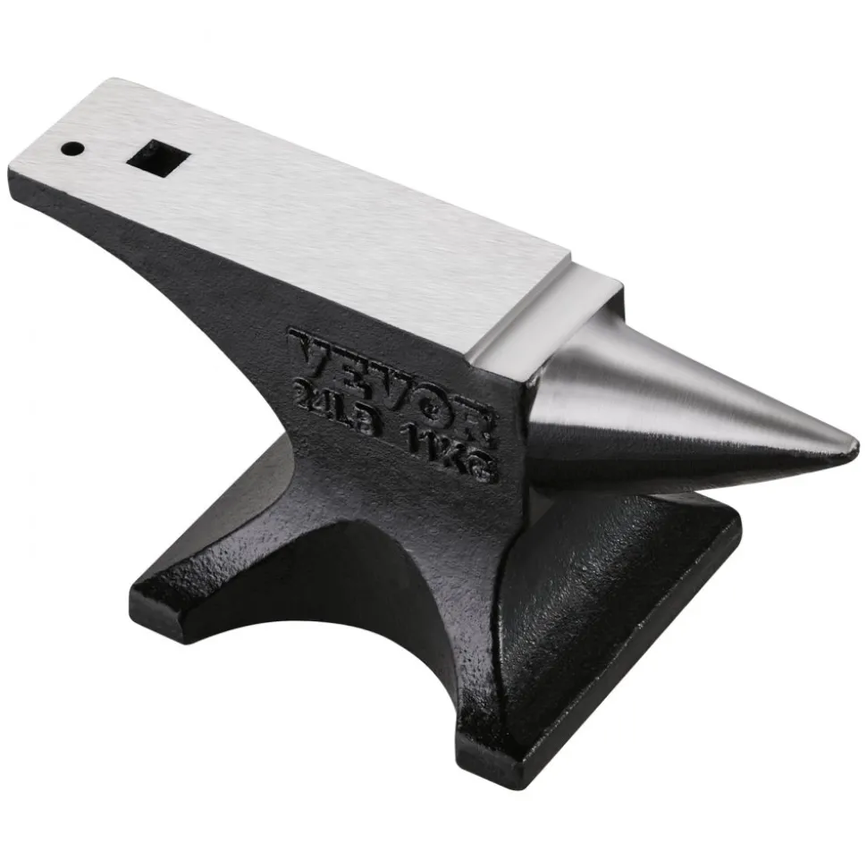 VEVOR Single Horn Anvil, 25lbs Cast Steel Anvil, High Hardness Rugged Round Horn Anvil for Blacksmiths, with Stable Base, Metal Working Tool for Metal Bending, Shaping, Twisting, Craft Projects