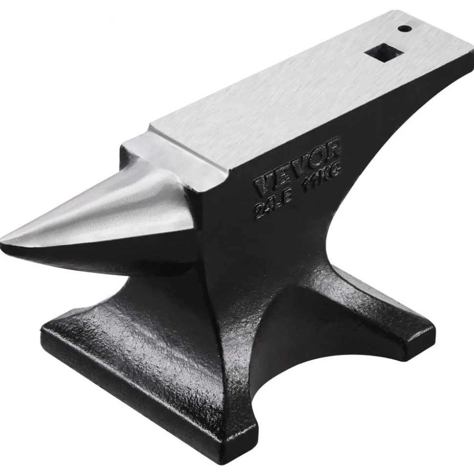 VEVOR Single Horn Anvil, 25lbs Cast Steel Anvil, High Hardness Rugged Round Horn Anvil for Blacksmiths, with Stable Base, Metal Working Tool for Metal Bending, Shaping, Twisting, Craft Projects
