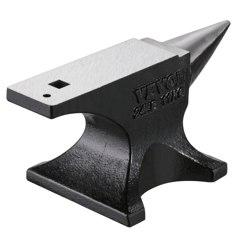 VEVOR Single Horn Anvil, 25lbs Cast Steel Anvil, High Hardness Rugged Round Horn Anvil for Blacksmiths, with Stable Base, Metal Working Tool for Metal Bending, Shaping, Twisting, Craft Projects