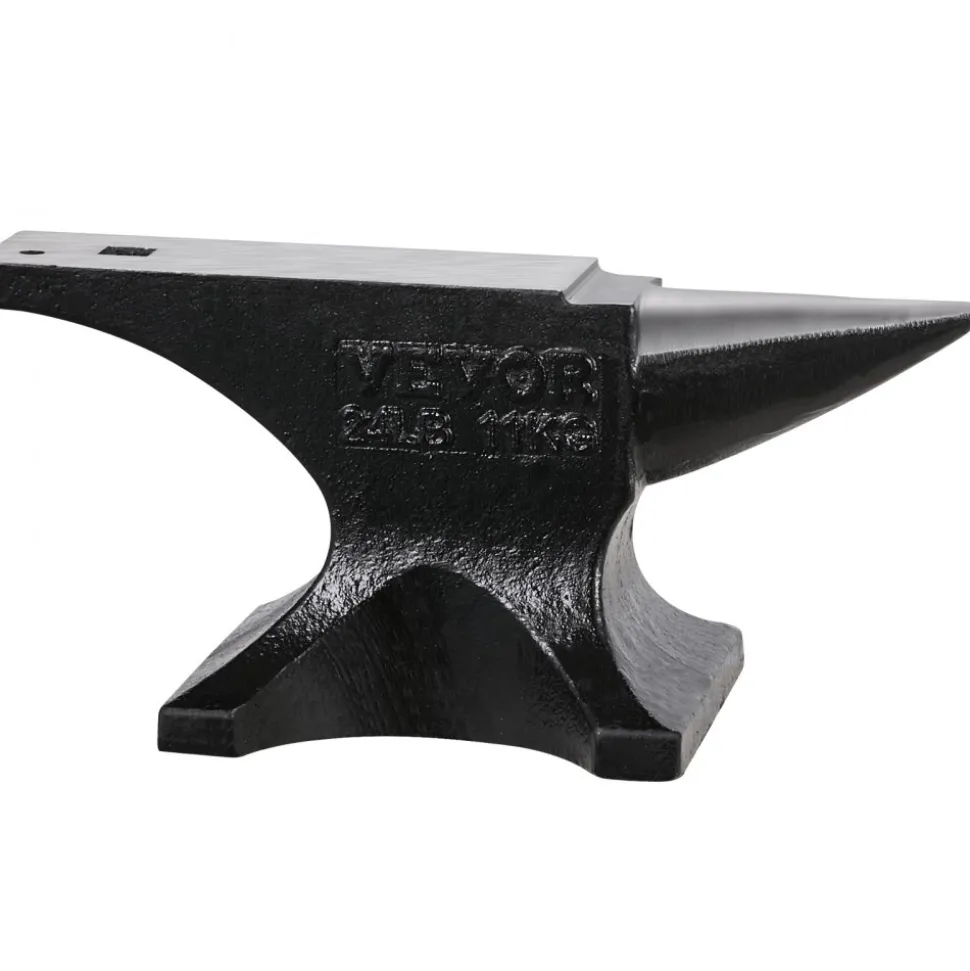 VEVOR Single Horn Anvil, 25lbs Cast Steel Anvil, High Hardness Rugged Round Horn Anvil for Blacksmiths, with Stable Base, Metal Working Tool for Metal Bending, Shaping, Twisting, Craft Projects