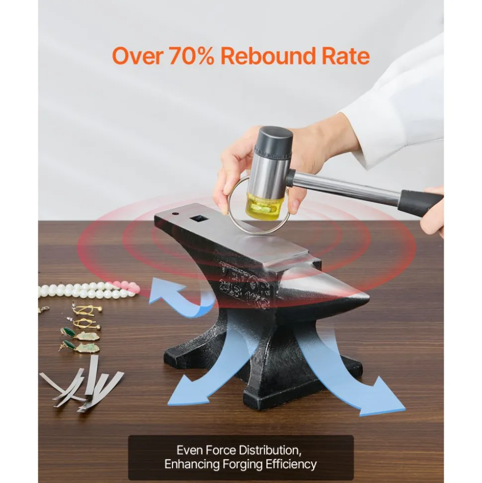 VEVOR Single Horn Anvil, 25lbs Cast Steel Anvil, High Hardness Rugged Round Horn Anvil for Blacksmiths, with Stable Base, Metal Working Tool for Metal Bending, Shaping, Twisting, Craft Projects