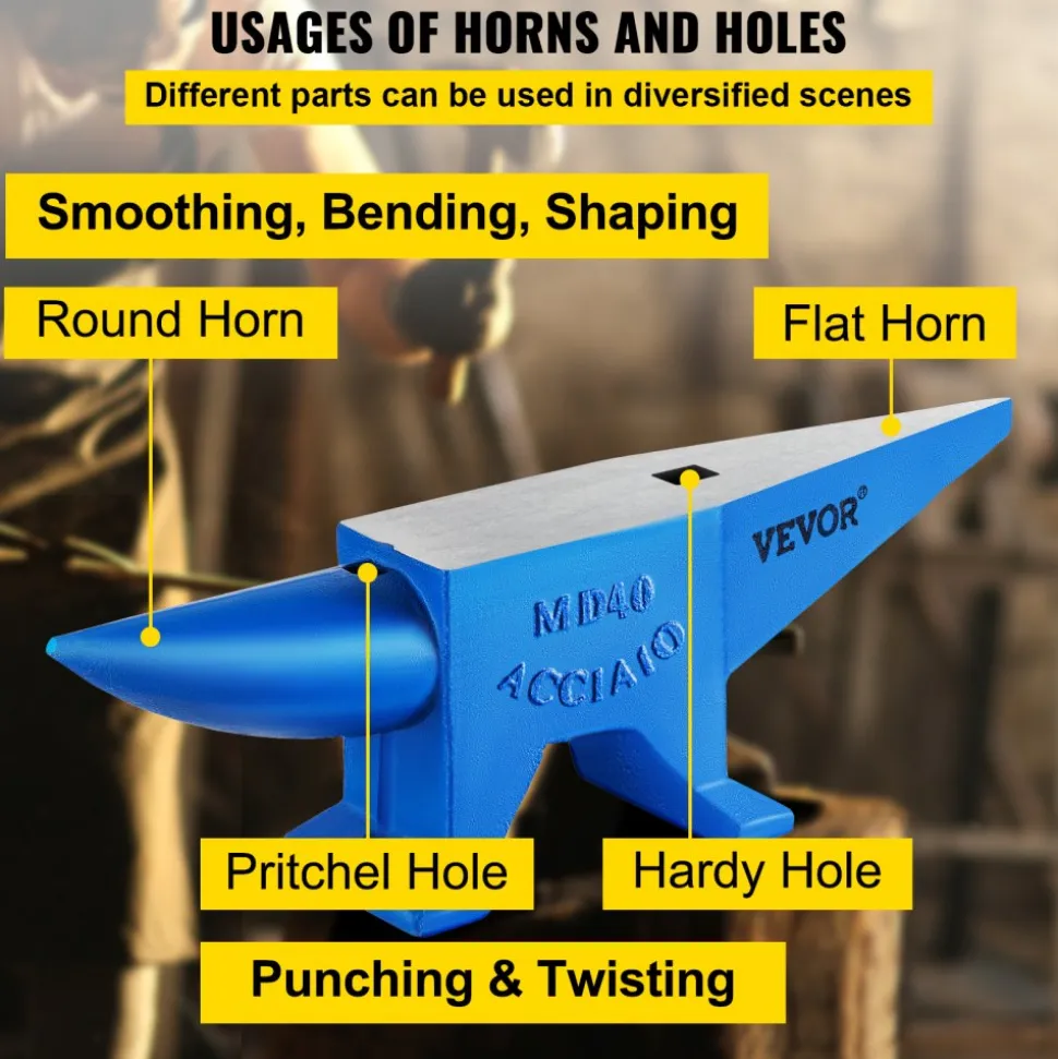 VEVOR Single Horn Anvil 86Lbs Steel Anvil Blacksmith for Sale Forge Steel Tools and Equipment Anvil Rugged Blacksmith Jewelers Durable and Robust Metal Working Tool