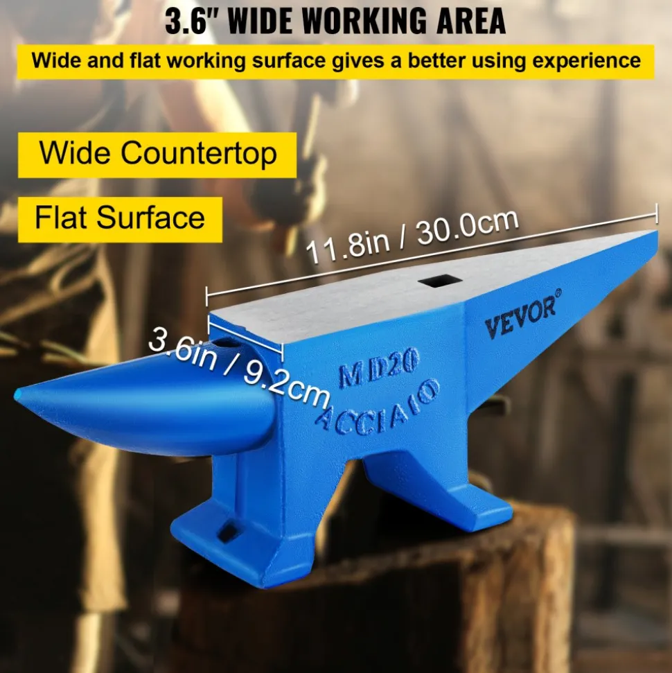 VEVOR Single Horn Anvil 44Lbs Steel Anvil Blacksmith for Sale Forge Tools and Equipment Anvil Rugged Round and Square Hole Horn Anvil Blacksmith Jewelers Metalsmith Blacksmith Tool