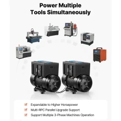 VEVOR Single Phase to 3-Phase Rotary Converter, 7.5HP 21A 208-240V Input/Output Rotary Phase Converter - Expandable to Higher Horsepower for Heavy-Load Equipment