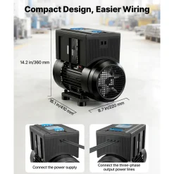 VEVOR Single Phase to 3-Phase Rotary Converter, 7.5HP 21A 208-240V Input/Output Rotary Phase Converter - Expandable to Higher Horsepower for Heavy-Load Equipment