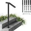 VEVOR Single Post 1-2, Black Steel Railing 441LBS Capacity Baking Varnish Iron Stairs Stylish Handrails for Outdoor Steps with Expansion Bolts & Drill Bit