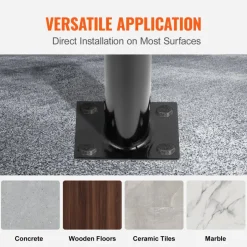 VEVOR Single Post 1-2, Black Steel Railing 441LBS Capacity Baking Varnish Iron Stairs Stylish Handrails for Outdoor Steps with Expansion Bolts & Drill Bit