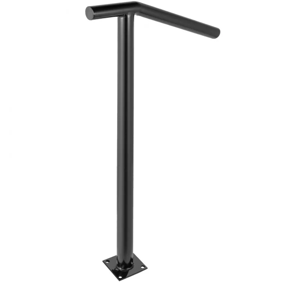 VEVOR Single Post 1-2, Black Steel Railing 441LBS Capacity Baking Varnish Iron Stairs Stylish Handrails for Outdoor Steps with Expansion Bolts & Drill Bit