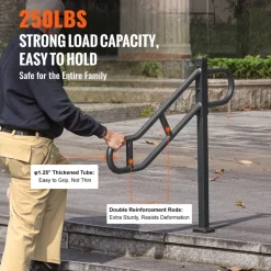 VEVOR Single Post Handrail for Outdoor 1-3 Steps, 40.5
