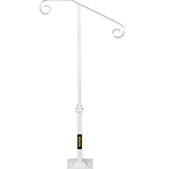 VEVOR Single Post Handrail White Wrought Iron Post Mount Step Grab Supports Fits 1 or 2 Steps Grab Rail Single Post Railing